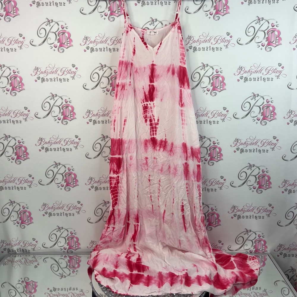 Daybreak dress long Pink and White Tie-Dye Dress boho unique hippie